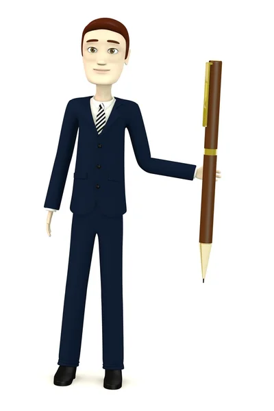 3D-Darstellung der Comicfigur mit Stift — Stockfoto