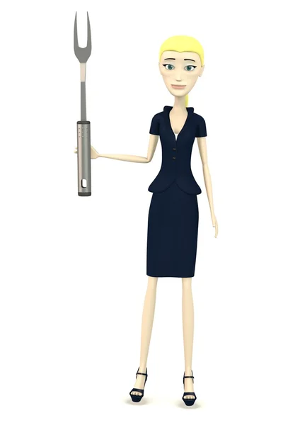 3d renderizado de personaje de dibujos animados con utensilio de cocina — Foto de Stock