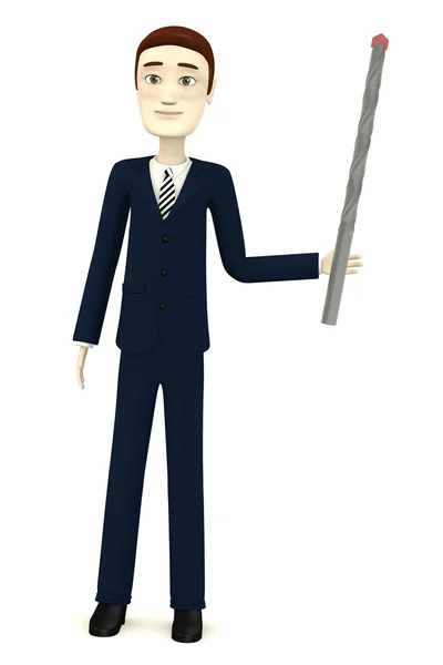 3d renderizado de personaje de dibujos animados con taladro — Foto de Stock