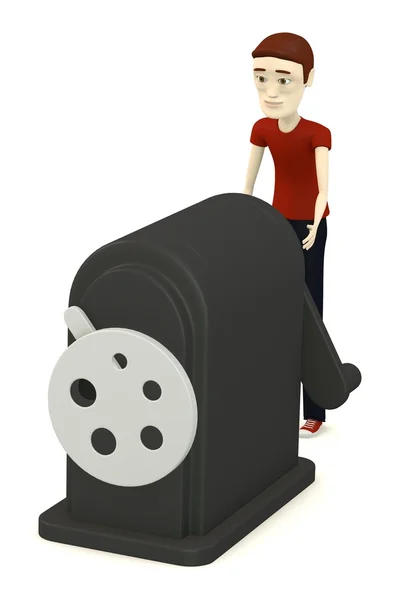 3d render of cartoon character with sharpener — Stock Photo, Image