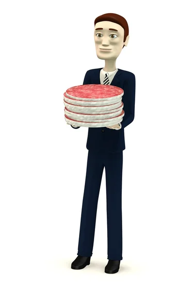 3D візуалізація мультиплікаційного персонажа з салямі — стокове фото