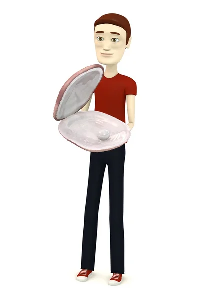 3D-Darstellung der Zeichentrickfigur mit Muschel — Stockfoto