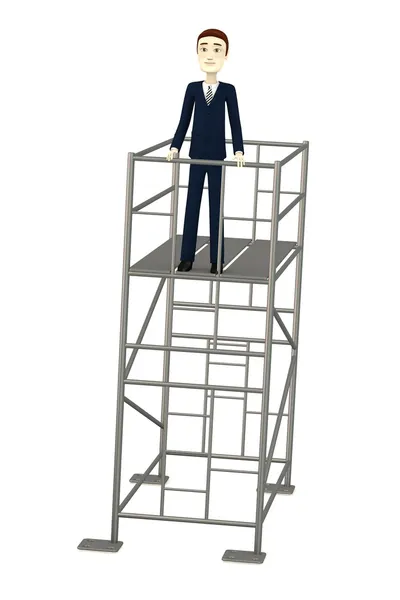 3d render of cartoon character with scaffold — Stock Photo, Image