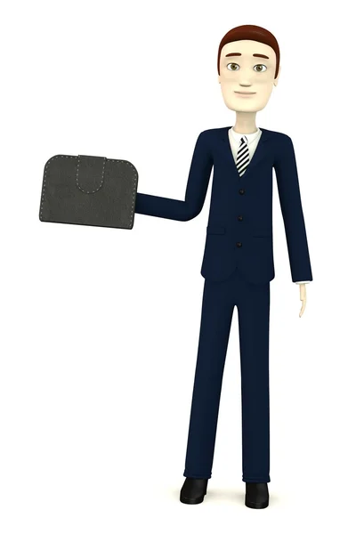 3D renderowania postać z kreskówek z portfela — Zdjęcie stockowe