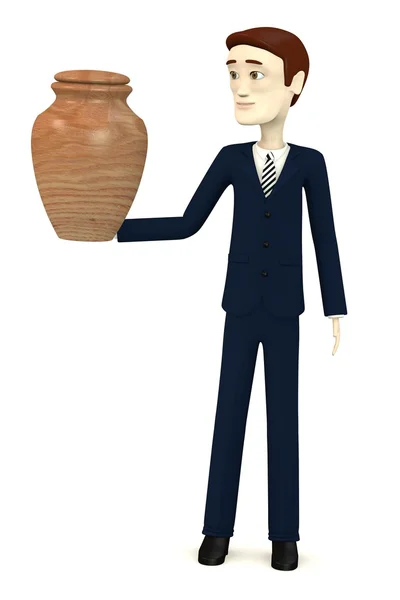 Rendering 3d del personaggio dei cartoni animati con urna — Foto Stock