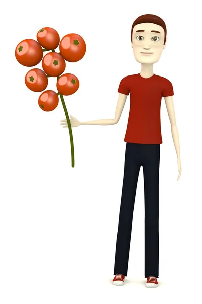 3d render of cartoon character with rowan berry — Stock Photo, Image