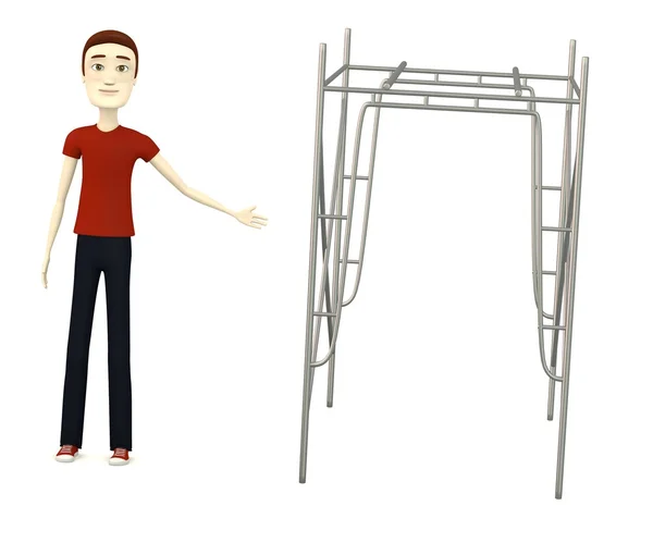 3d render of cartoon character with scaffold — Stock Photo, Image