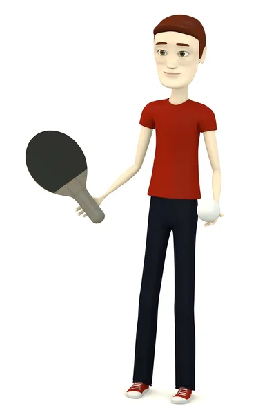 Renderização 3d de personagem de desenho animado com tênis de mesa — Fotografia de Stock