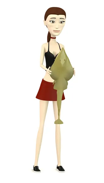 Renderização 3d de personagem de desenho animado com stingray — Fotografia de Stock