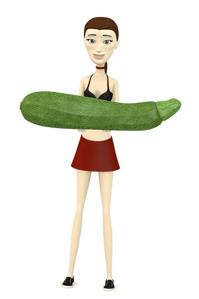 3D-Darstellung einer Cartoon-Figur mit Zucchini lizenzfreie Stockbilder