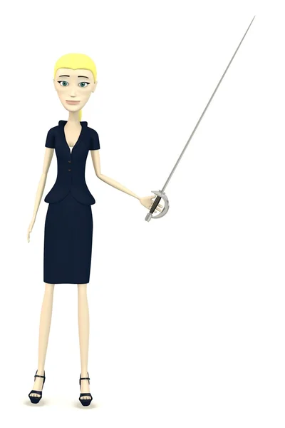 3d render of cartoon character with rapier — Stock Photo, Image