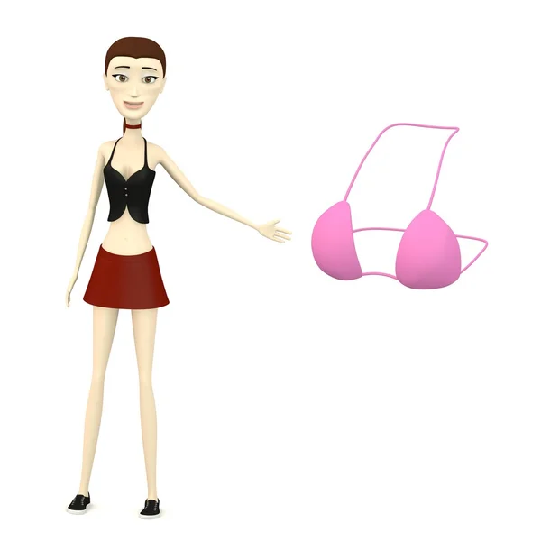 3d render of cartoon character with bra — Stock Photo, Image