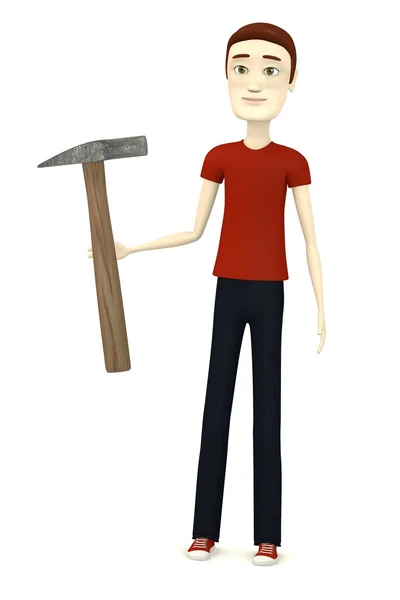 3d renderizado de personaje de dibujos animados con martillo de herrería —  Fotos de Stock
