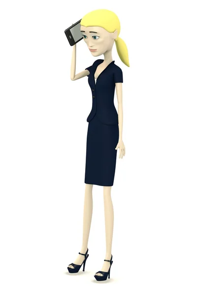 3D візуалізація мультиплікаційного персонажа з телефоном — стокове фото