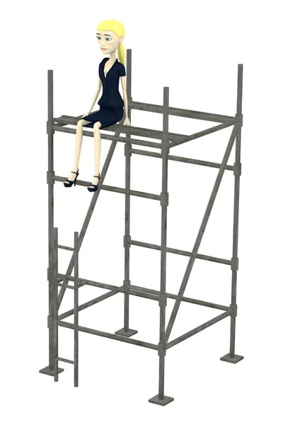 3d render of cartoon character with scaffolding — Stock Photo, Image