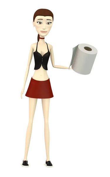 3d rendu de personnage de dessin animé avec du papier toilette — Photo