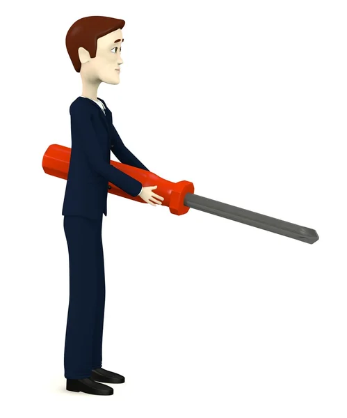 3d renderizado de personaje de dibujos animados con destornillador — Foto de Stock