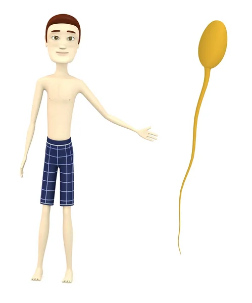 3d renderização de personagem de desenho animado com esperma — Fotografia de Stock