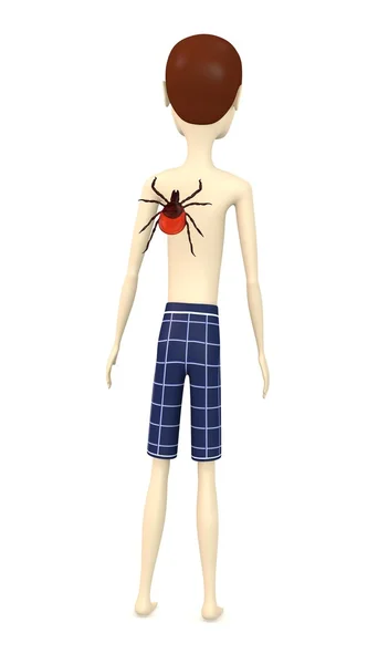 3d render of cartoon character with tick — Stock Photo, Image