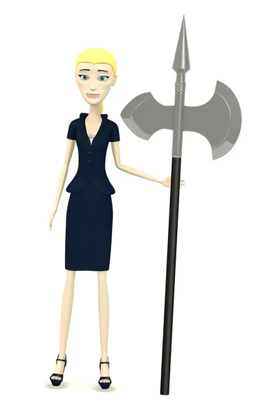 3d render of cartoon character with axe — Stock Photo, Image