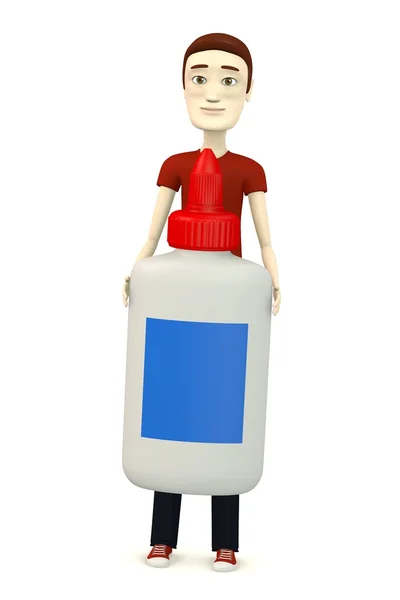 3d render of cartoon character with glue — Stock Photo, Image