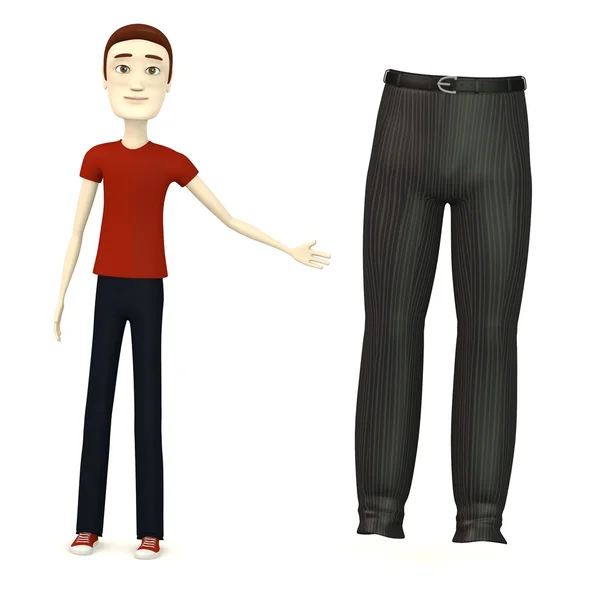 Çizgi film karakteri pantolon ile 3D render — Stok fotoğraf