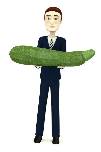 3d rendu de personnage de dessin animé avec courgettes — Photo