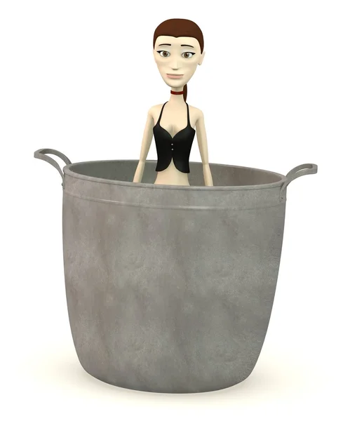 3d render of cartoon character in pot — Stock Photo, Image