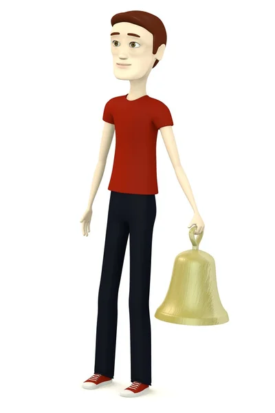 3d render of cartoon character with bell — Stock Photo, Image