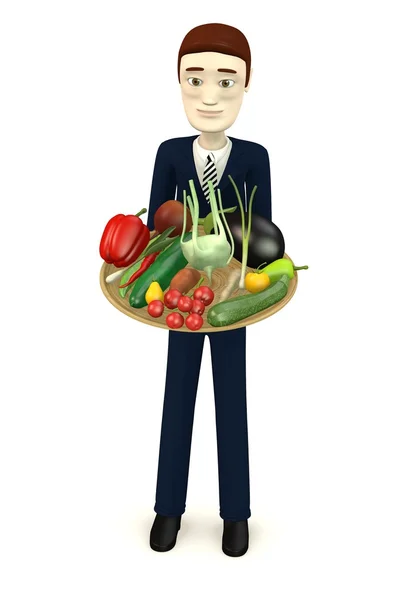 3D-Darstellung der Cartoon-Figur mit Gemüseschale — Stockfoto