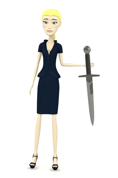 Rendering 3D del personaggio dei cartoni animati con pugnale — Foto Stock
