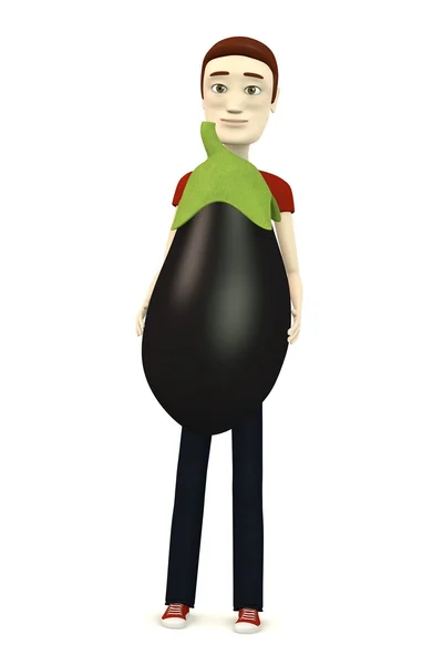 Rendering 3d del personaggio dei cartoni animati con melanzane — Foto Stock