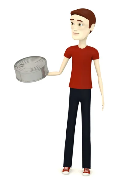 3D рендер персонажа мультфильма с баночкой — стоковое фото