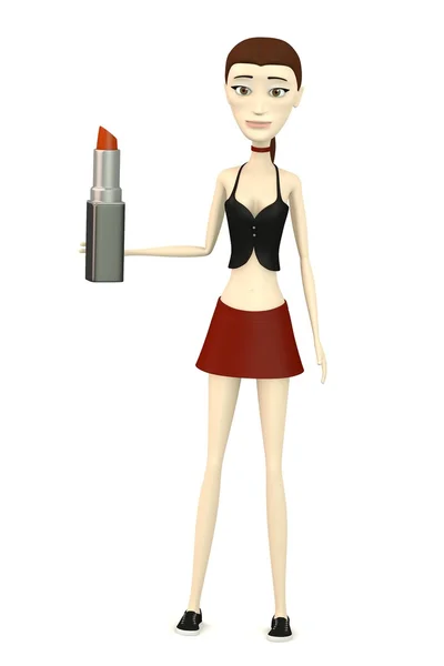 3d render of cartoon character with lipstick — Stock Photo, Image