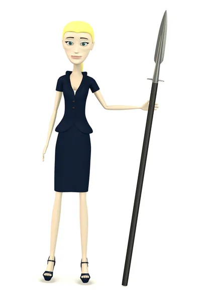 3d render of cartoon character with spear — Stock Photo, Image