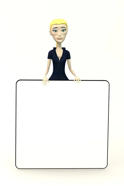 3d render of businesswoman with empty board — Stock Photo, Image