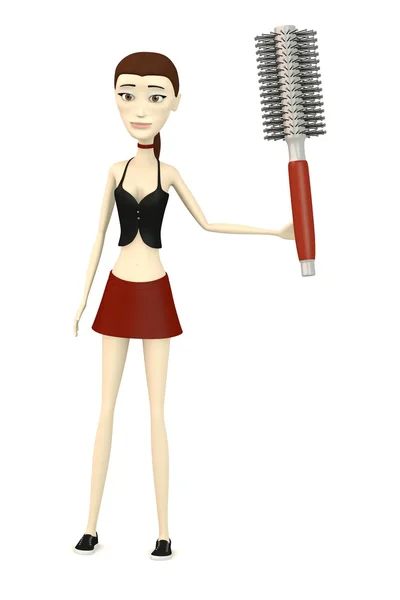 3d renderizado de personaje de dibujos animados con cepillo de pelo — Foto de Stock