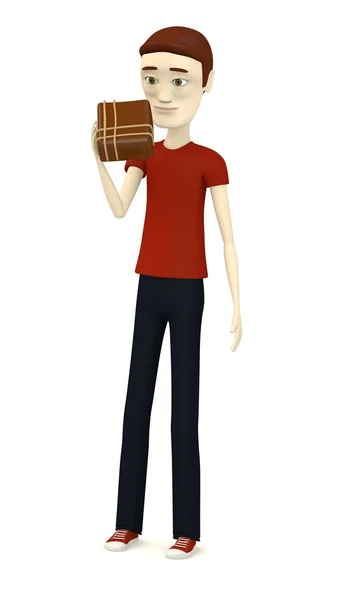 3d render of cartoon character with chocolate — Stock Photo, Image