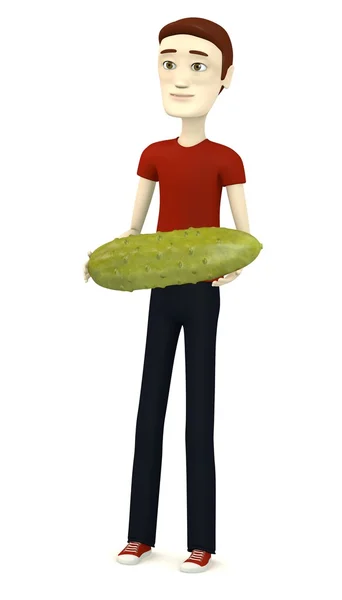 Renderização 3d de personagem de desenho animado com pepino — Fotografia de Stock