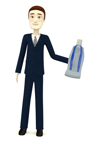 Renderização 3d de personagem de desenho animado com pasta de dentes — Fotografia de Stock