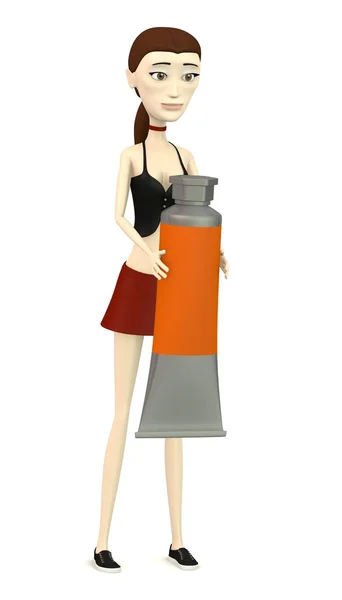 3d render of cartoon character with tube — Stock Photo, Image
