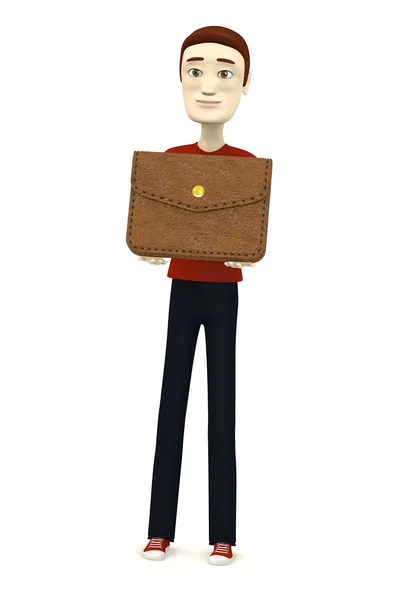 3D візуалізація персонажа мультфільму з гаманцем — стокове фото