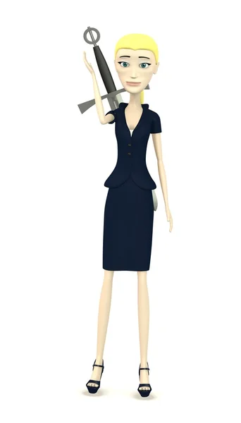 3D візуалізація мультиплікаційного персонажа з кинджалом — стокове фото