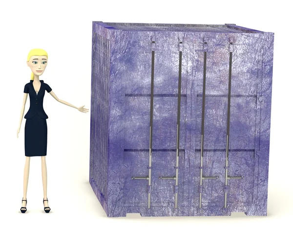 3D render av seriefiguren med behållare — Stockfoto
