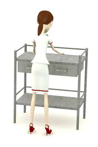 Rendering 3d del personaggio dei cartoni animati con tavolo (medico ) — Foto Stock