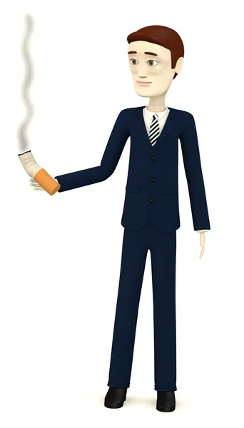 3d render of cartoon character with cigarette — Stock Photo, Image