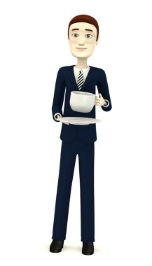 çizgi film characer Kupası plaka ile 3D render