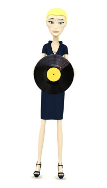 3D render vinil ile çizgi film karakteri