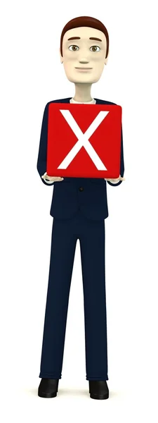 3d renderizado de hombre de negocios con letra X —  Fotos de Stock
