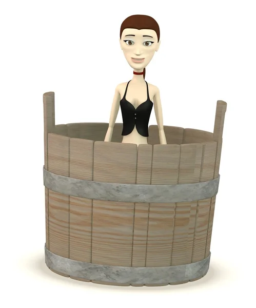 3D візуалізація персонажа мультфільму у відрі — стокове фото